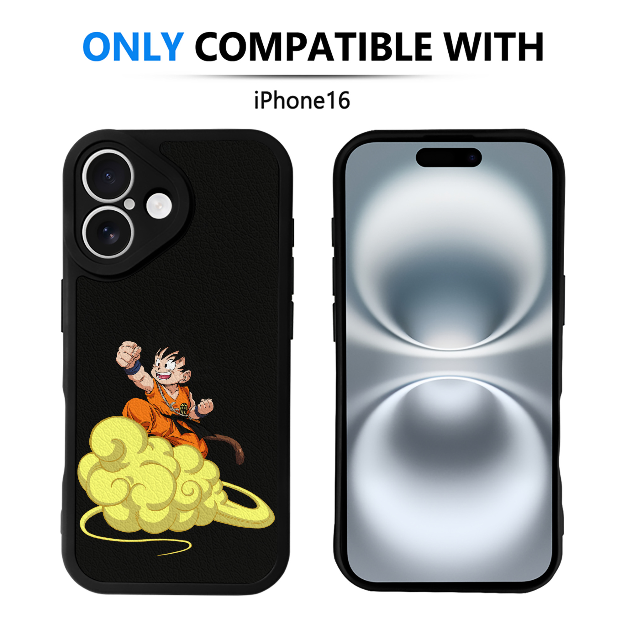 （画像用） ドラゴンボール 孫悟空（そん ごくう）Son Goku カカロット DRAGON BALL Kakarotto 【iPhone 16シリーズ対応】シリコンスマホケース（レザー調） 材質：シリコン